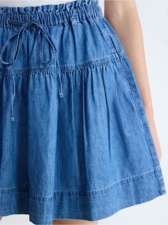 Free Assembly Dresses & Skirts - Free Assembly Women's Sz XXL Tiered Blue Denim Drawstring Paperbag Mini Skirt